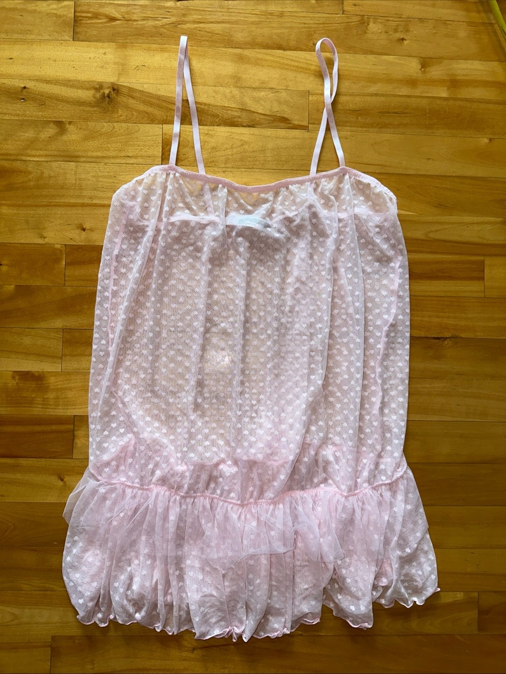 Wild Fable Womens XL Pink Heart Lace Slip Dress Sheer Ruffle Coquette Y2K - Picture 3 of 9